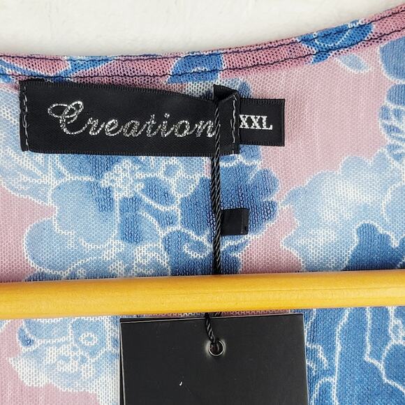 Bohemian 2XL Long Cardigan Duster Sheer Pink Blue Floral Romantic Fairycore - Picture 7 of 11